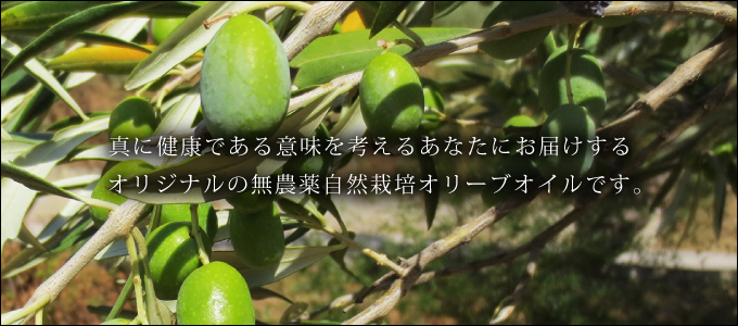 真に健康である意味を考えるあなたにお届けするオリジナルの無農薬自然栽培オリーブオイルです